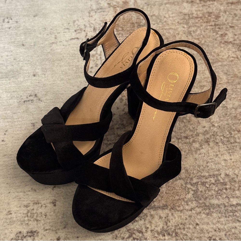 Olivia - Elegant Black Velvet Women's Sandal heels